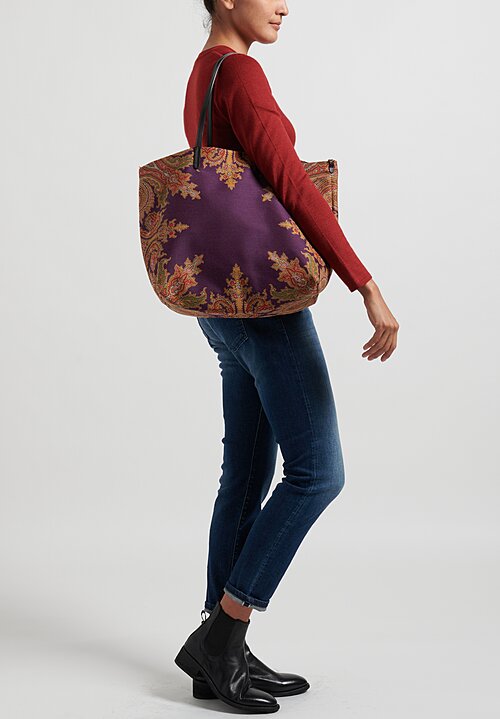 Etro Reversible Paisley Shopping Bag Purple	