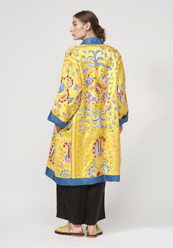 Rianna + Nina One-Of-A-Kind Silk Reversible Kimono Coat in Yellow	