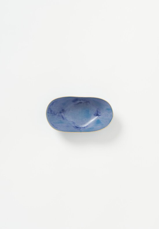 Laurie Goldstein Ceramic Folded Oval Bowl Blue	