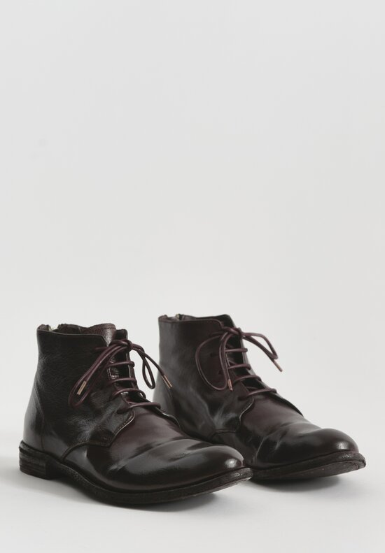 Officine Creative Leather Lexikon Ignis. T Lace up Bootie in Otto Brown	