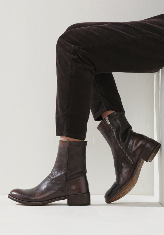 Officine Creative Leather Lexikon Ignis. T Lace up Bootie in Otto Brown	