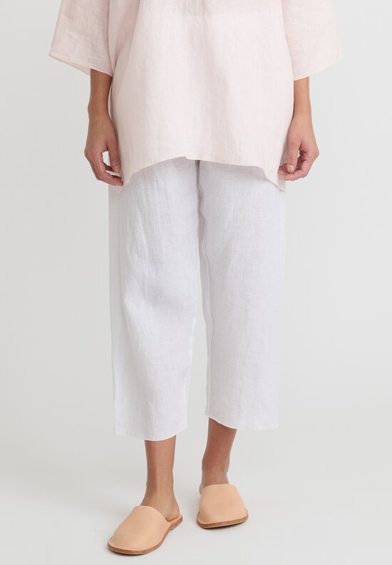 Shi Linen Cropped Pants in White