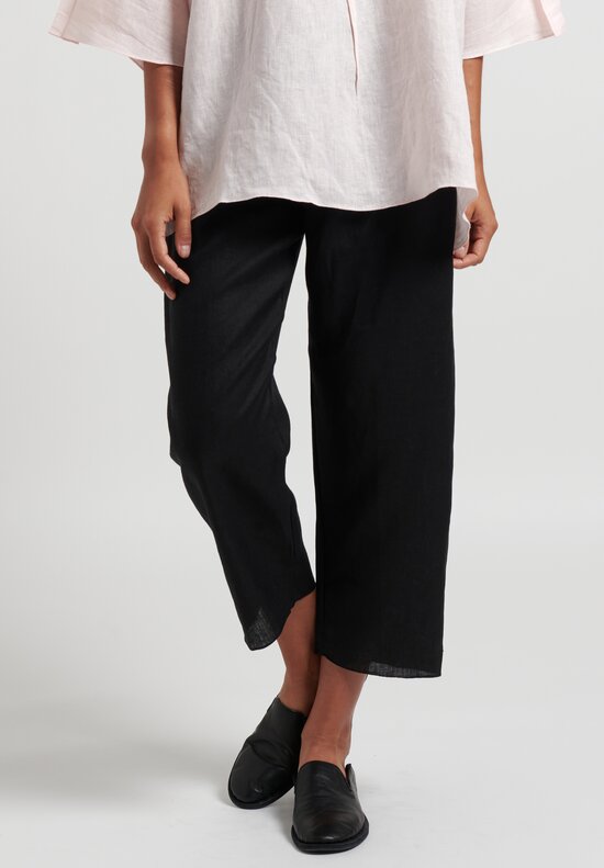 Shi Linen Cropped Pants in Black