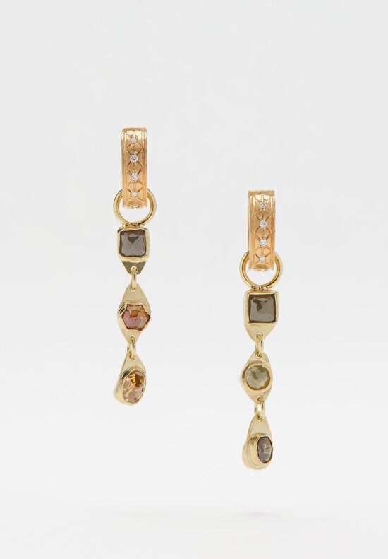 Karen Melfi 22K Gold Double Diamond Drop Earrings Yellow Gold	