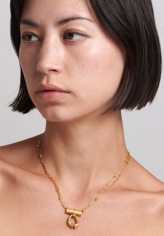 Karen Melfi 22K Gold Beads and Cambodian Nose Ring Necklace