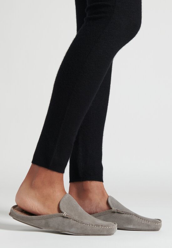 Alonpi Cashmere Suede Megeve Mule Slippers in Grey
