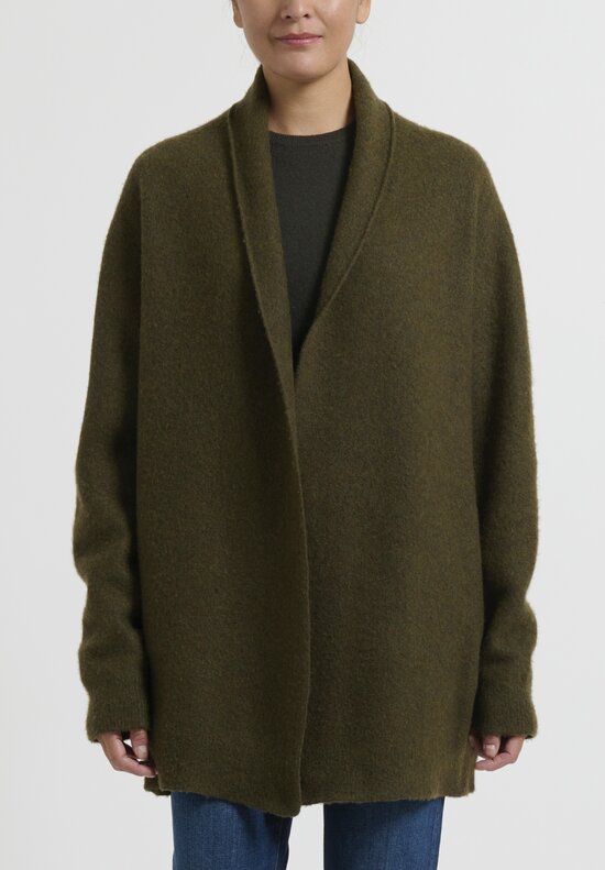 Frenckenberger Felted Cardigan in Moss Green	