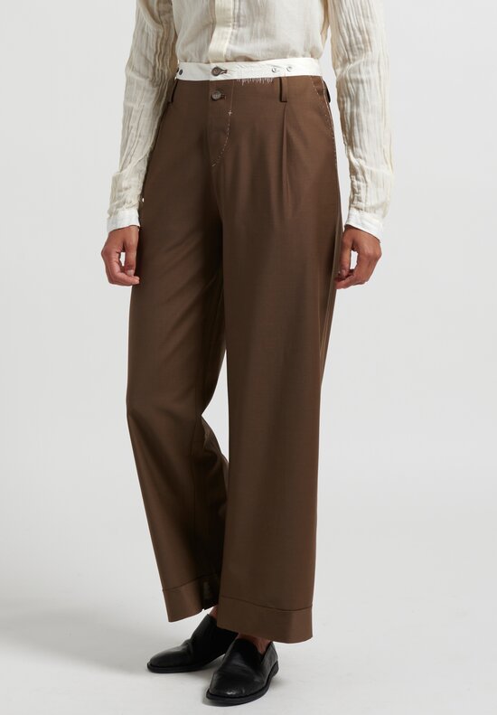 Umit Unal Wool Pleated Pants in Brown	