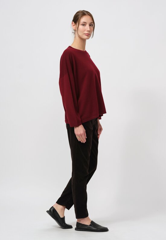 Hania New York Cashmere Sasha Short Crewneck Sweater in Drama Red	