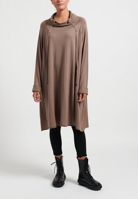 Rundholz Black Label Relaxed Tie Turtleneck Tunic in Walnut Brown	