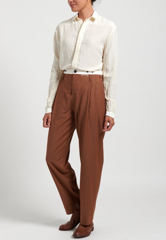 Umit Unal Pleated Pants in Tobacco Brown	