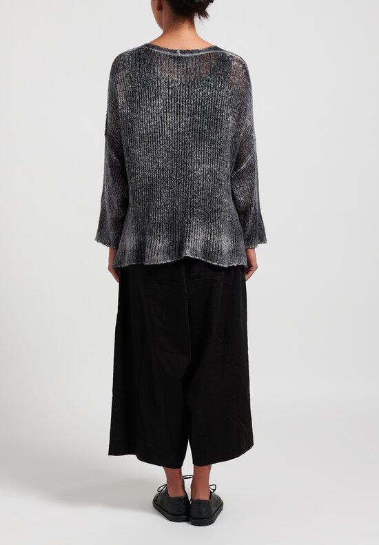 Avant Toi Cashmere/Silk Deep V Sweater in Husky Grey