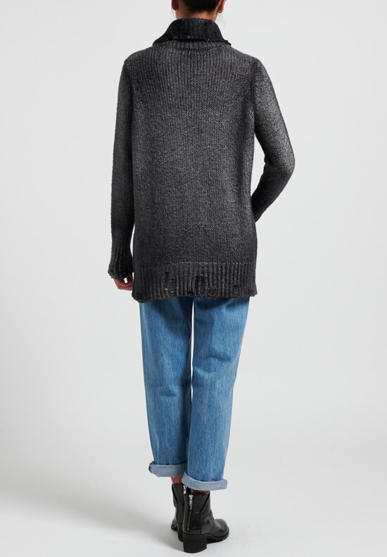 Avant Toi Cashmere/Wool Distressed Cowl Neck Sweater in Nero