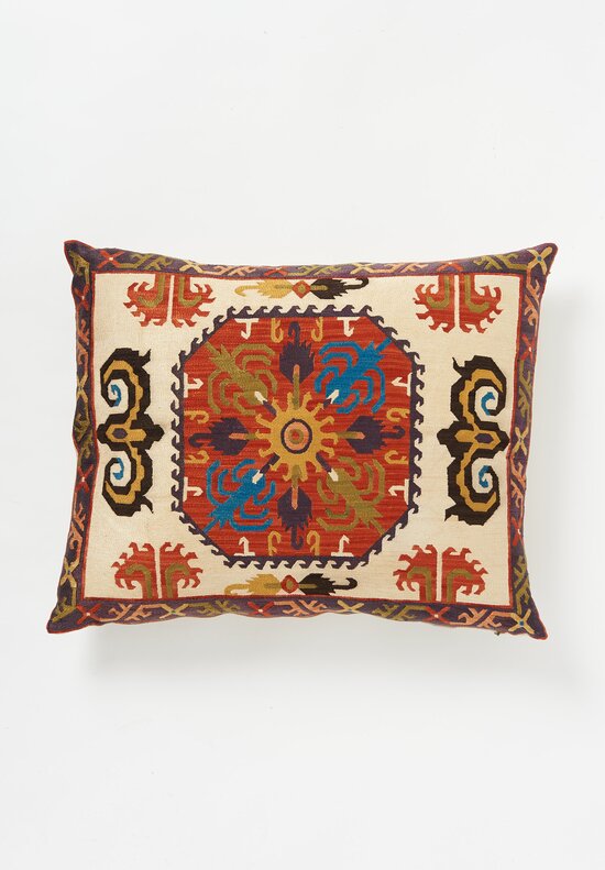 Caucasian Embroidered Karabag Sunburst Lumbar Pillow	