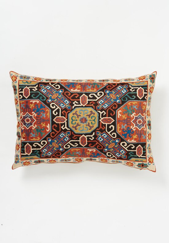 Caucasian Embroidered Karabag Gold Center Lumbar Pillow	