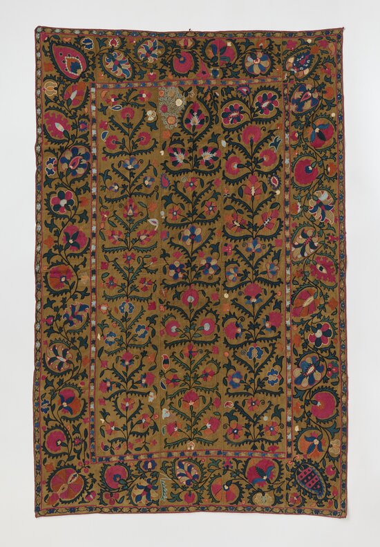 Antique Lakai Suzani Embroidered Blanket	