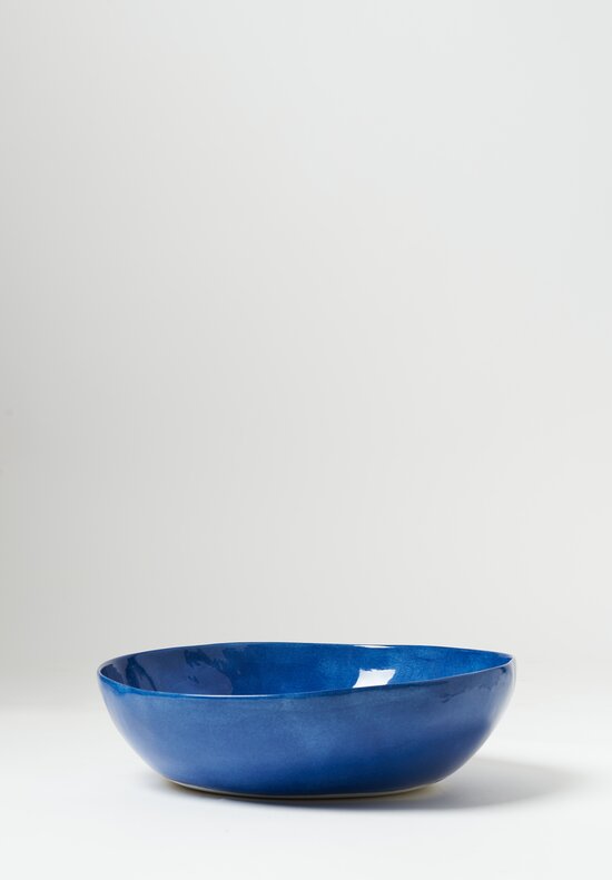 Bertozzi Handmade Porcelain Solid Painted Large Bowl Blu Medio	