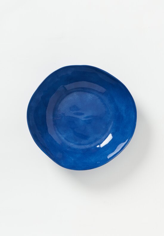 Bertozzi Handmade Porcelain Solid Painted Large Bowl Blu Medio	