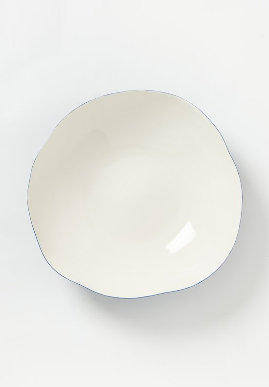 Bertozzi Handmade Porcelain Solid Exterior Large Serving Bowl Blu	