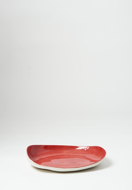 Bertozzi Handmade Porcelain Interior Solid Painted Oval Platter Rosso Medio	