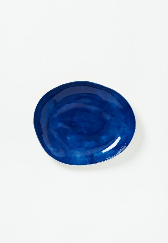 Bertozzi Handmade Porcelain Interior Solid Painted Oval Platter Blu	