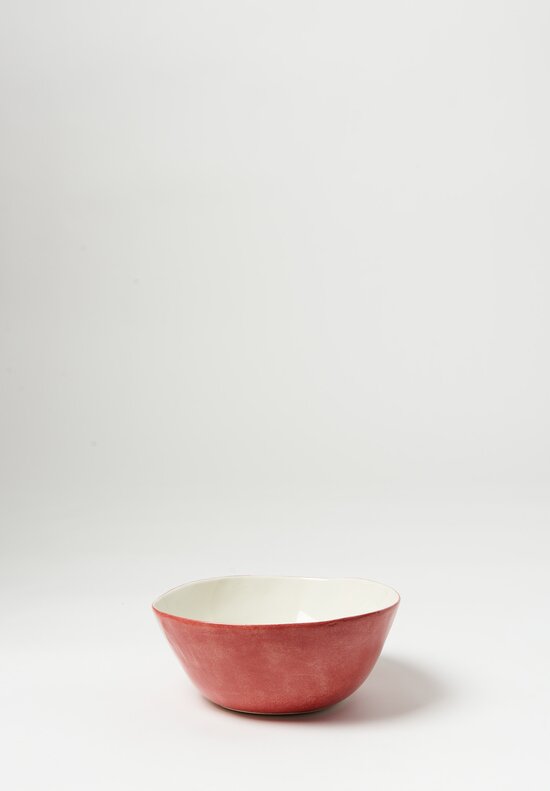 Bertozzi Handmade Porcelain Exterior Solid Painted Medium Bowl Rosso Medio	
