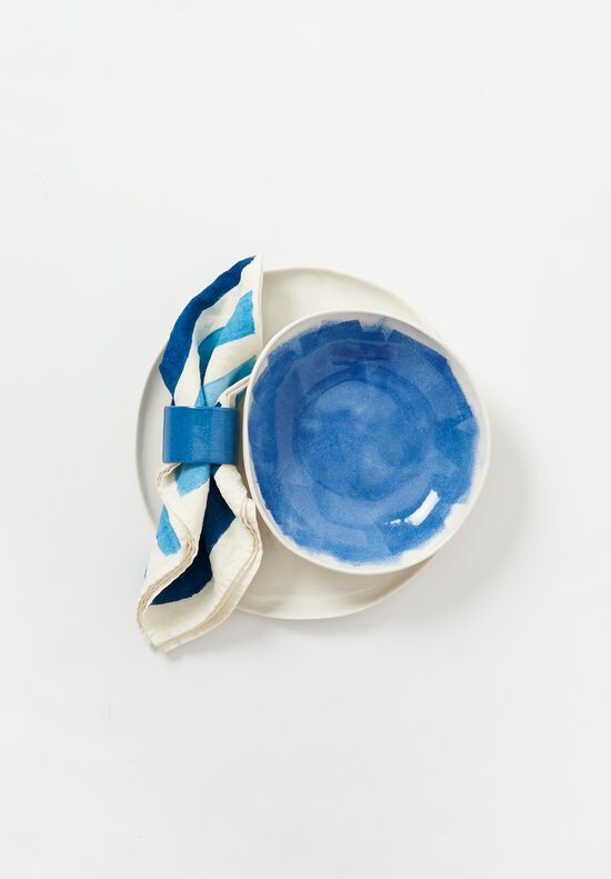 Bertozzi Interior Painted Shallow Soup Bowl in Blu