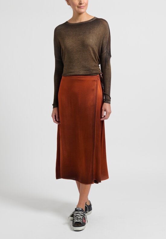 Avant Toi Silk Wrap Skirt in Nero/Mango Orange	