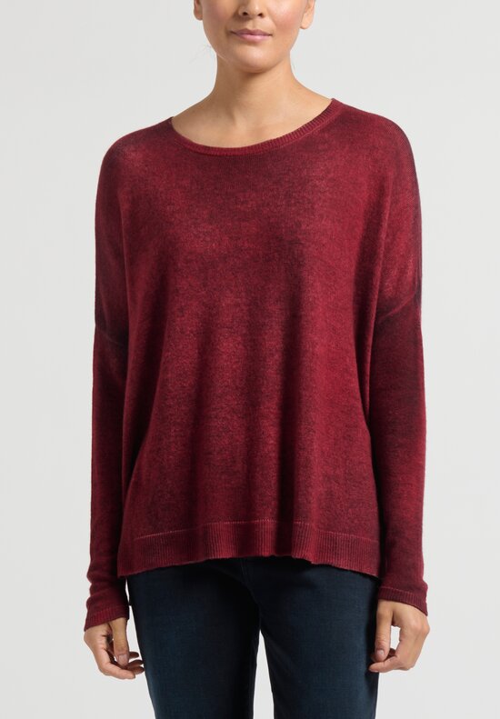 Avant Toi Cashmere Hand-Painted ''Barchetta'' Sweater in Nero/Camellia Red	