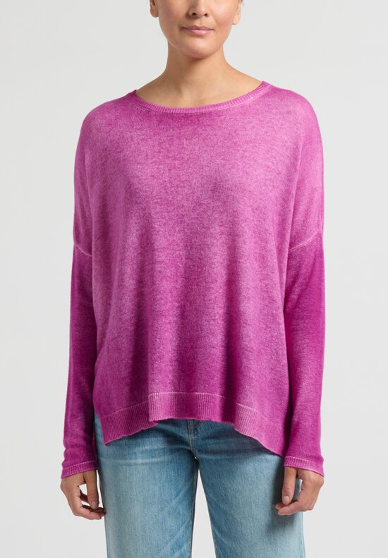 Avant Toi Cashmere Hand-Painted ''Barchetta'' Sweater in Anemone Pink	