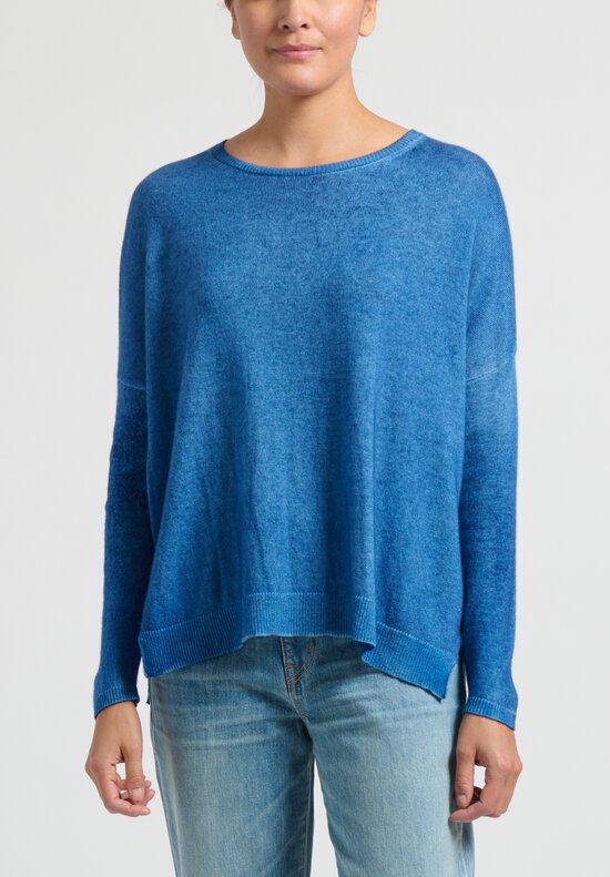 Avant Toi Cashmere Hand-Painted ''Barchetta'' Sweater in Denim Blue	