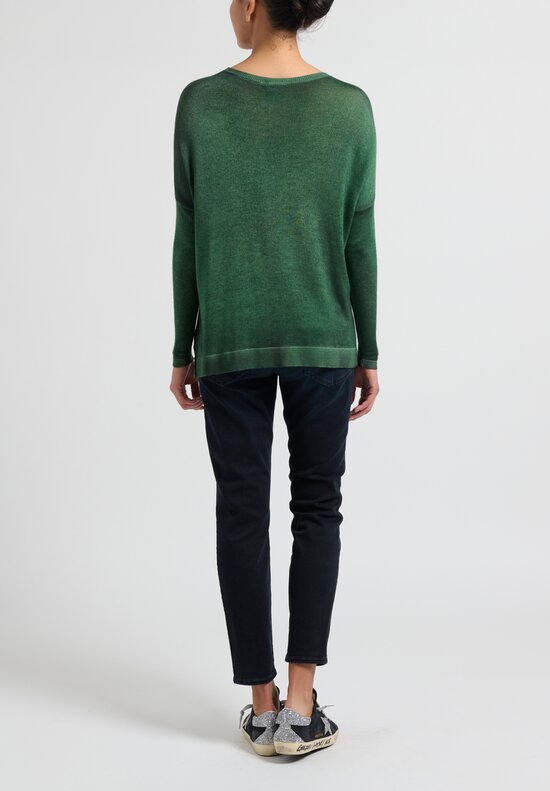 Avant Toi ''Barchetta Spacchi'' Sweater in Nero/Brasile Green	