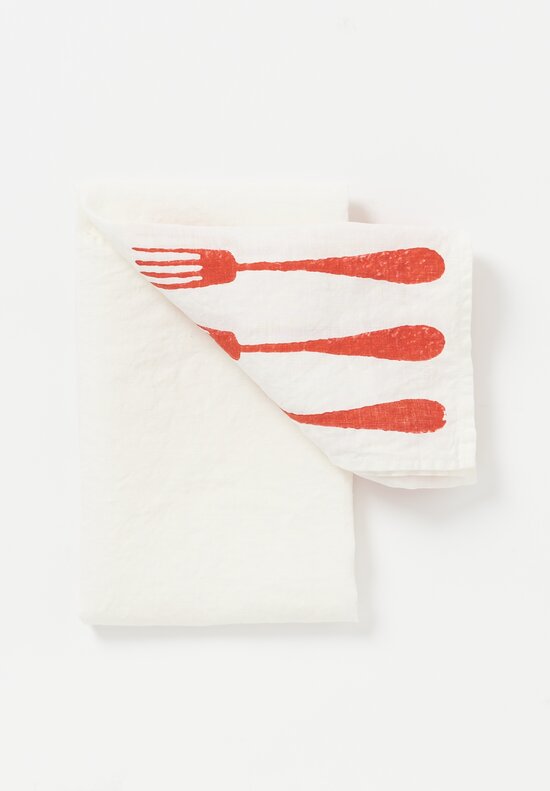 Bertozzi Handmade Linen Kitchen Towel Forchette Rosso	