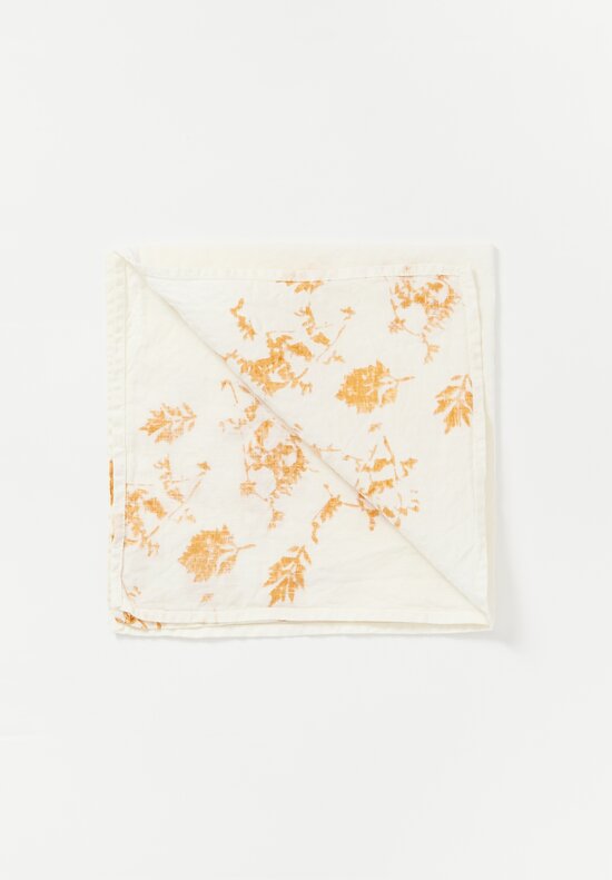 Bertozzi Handmade Linen Printed Napkin Leaf Senape on White