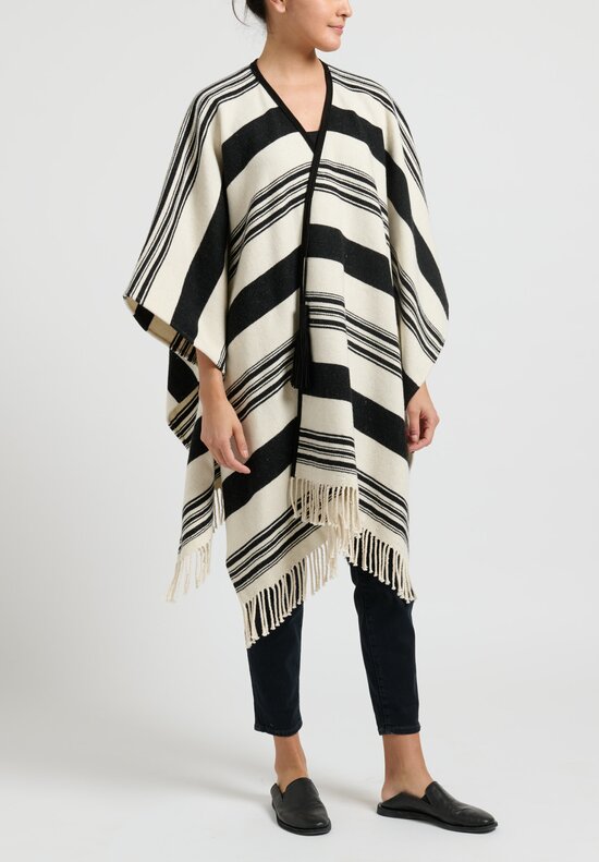 Etro Cotton/Wool Striped Cape in Black and White	