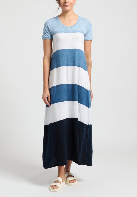 Gilda Midani Short Sleeve Striped Monoprix Dress in Cloud, Last Blue and White
