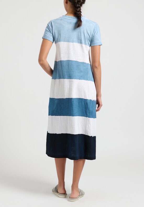 Gilda Midani Short Sleeve Striped Maria Dress in Cloud, Last Blue, White