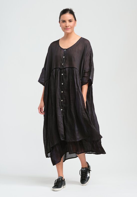 Gilda Midani Linen Over Dress in Black