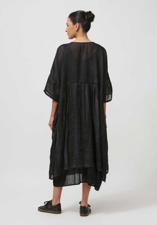 Gilda Midani Linen Over Dress in Black