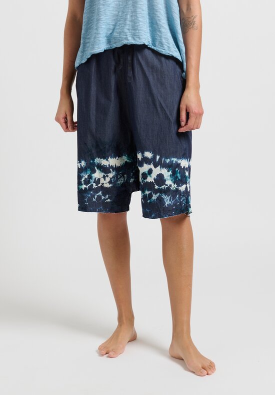 Gilda Midani Patterned Drop Crotch Shorts in Blue Jeans