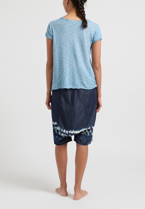 Gilda Midani Patterned Drop Crotch Shorts in Blue Jeans