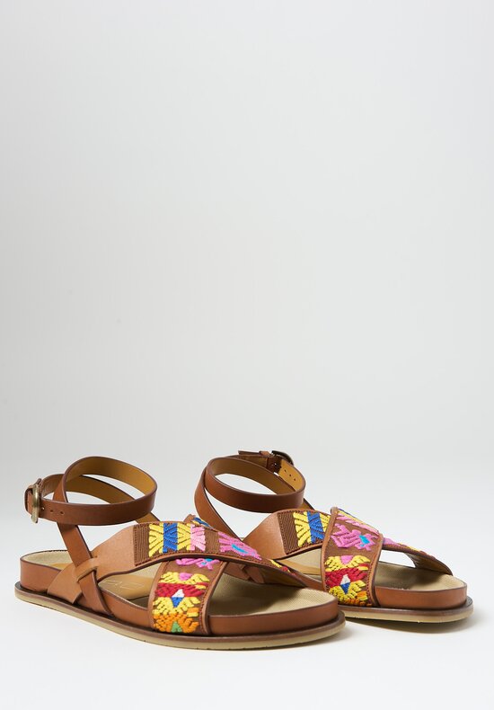 Etro Scarpa Donna Embroidered Sandal in Brown Leather	