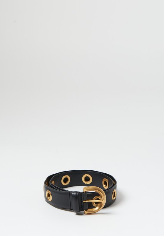 Etro Leather Belt with Metal Rings in Black