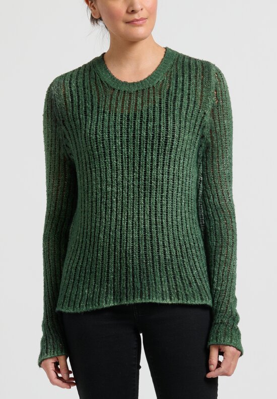 Avant Toi Loose Knit Sweater in Nero Giungla Green	