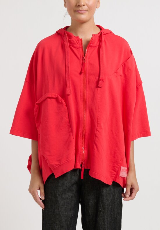 Rundholz Black Label Oversized Hooded Jacket in Melon Red	