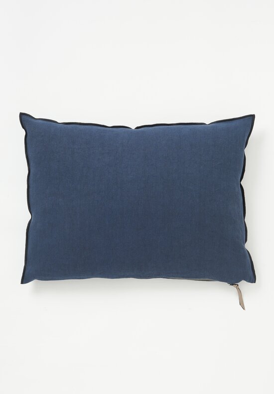 Maison de Vacances Large Stone Washed Linen Pillow Bleu Nuit/Bourdon Bleu Nuit	