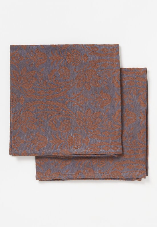 Tessitura Pardi Set of Two ''Anfora Coloniale'' Napkins in Navy Blue & Brown	