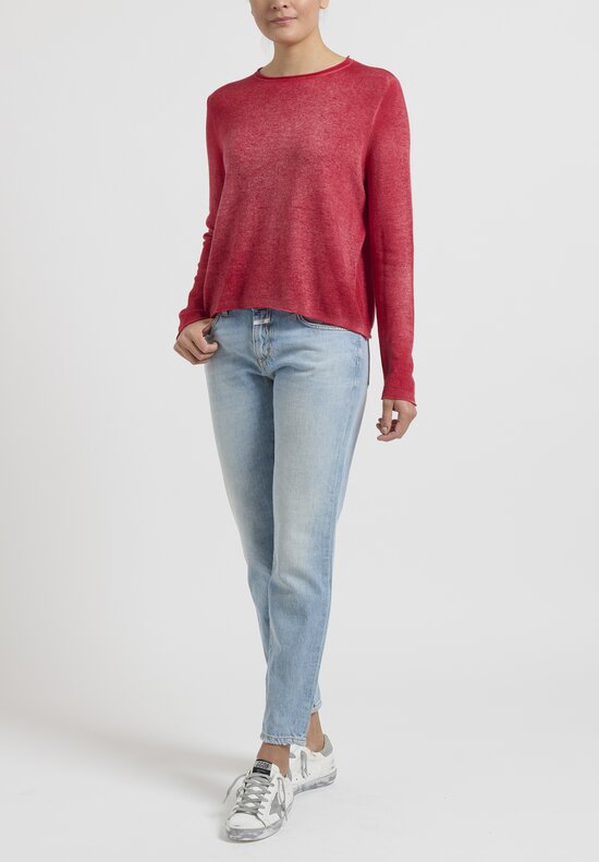 Avant Toi Cashmere Hand Painted Sweater in Camelia Red	