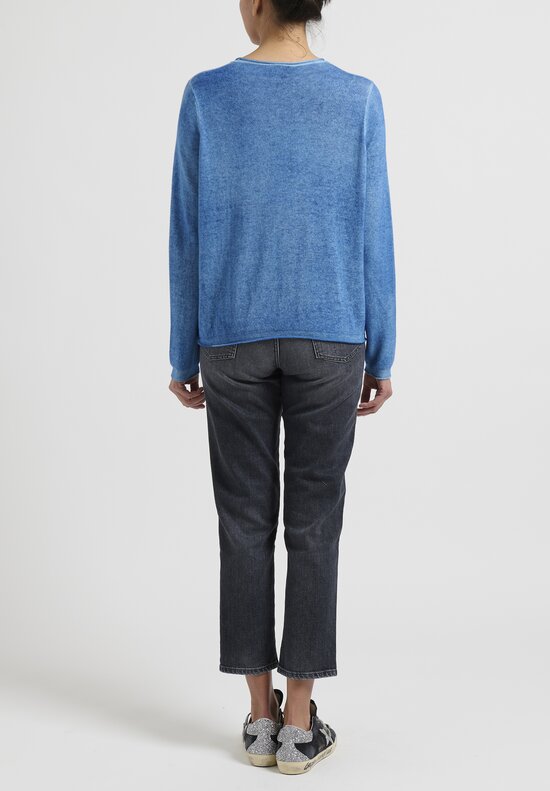 Avant Toi Cashmere Hand Painted Sweater in Denim Blue	