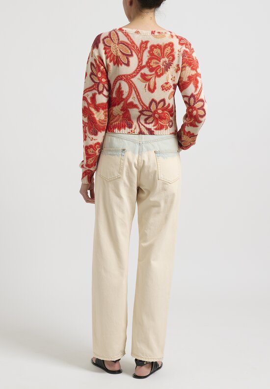 Etro Cropped Floral Paisley Sweater in Orange	